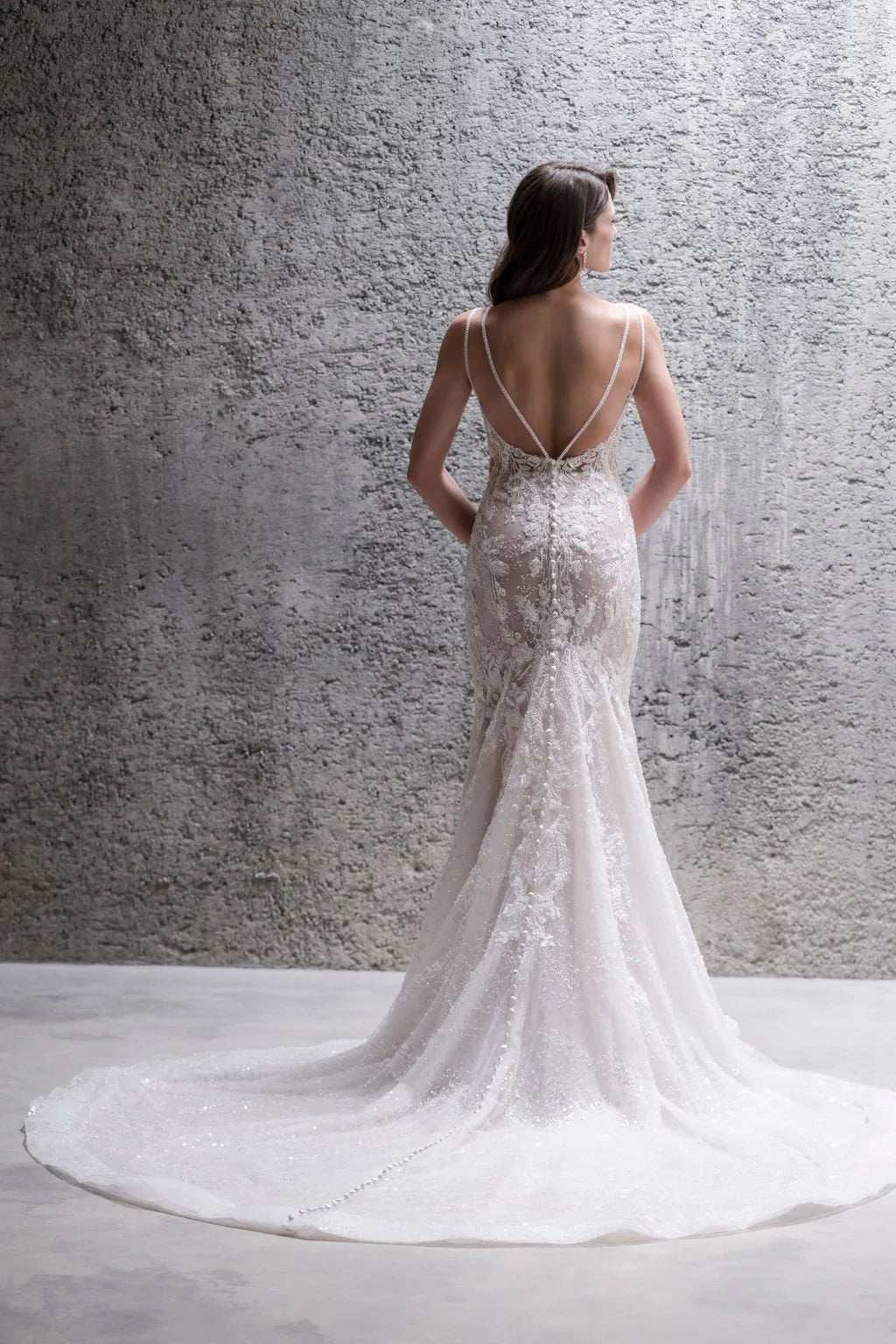 Lace Mermaid Wedding Dress with Spaghetti Straps