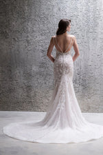 Lace Mermaid Wedding Dress with Spaghetti Straps
