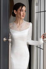 Lace Illusion Mermaid Wedding Dress with Sleeves