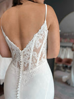 Cowl Neck Corset Fit and Flare Wedding Dress