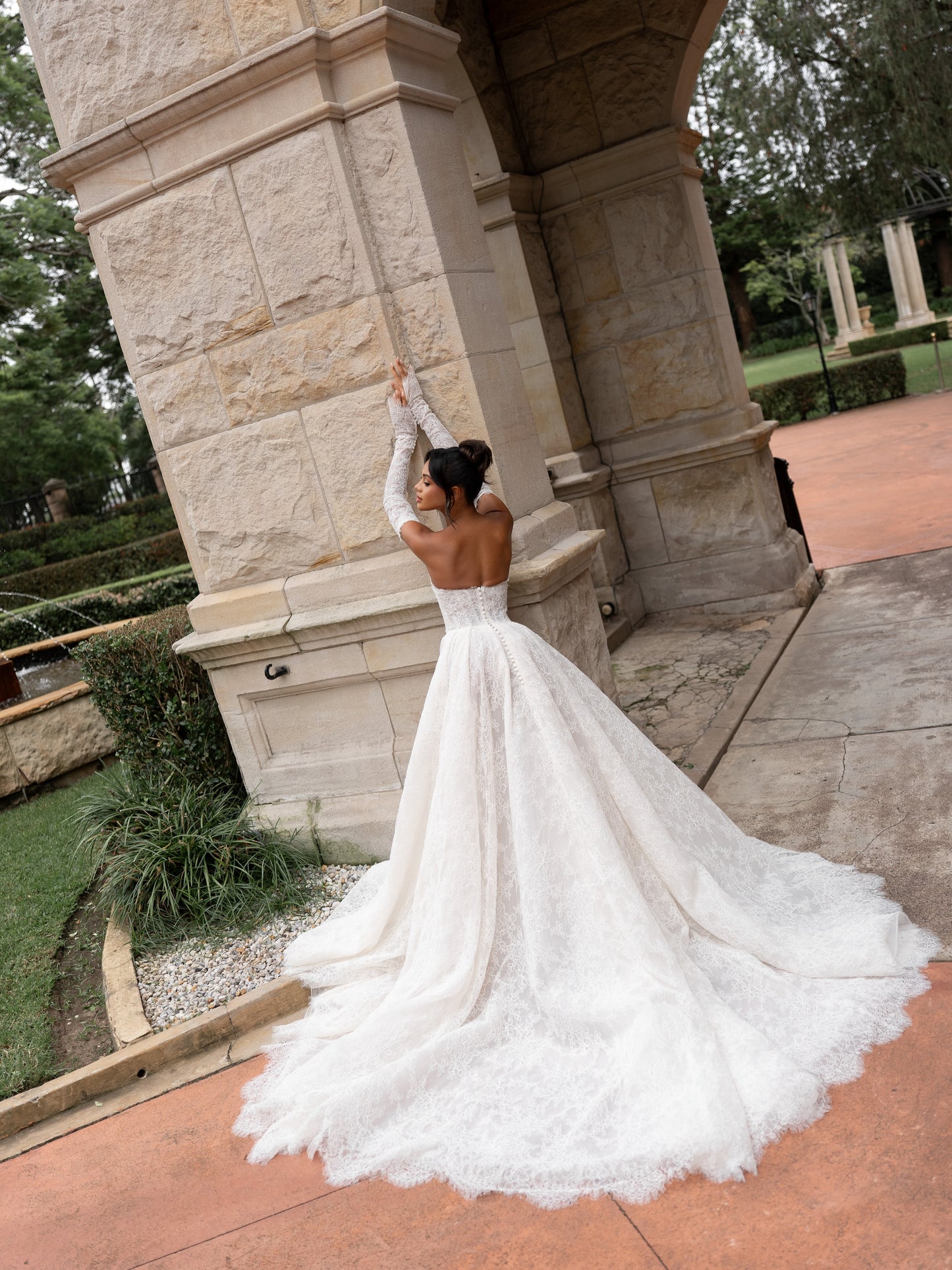 Strapless Lace Corset Ball Gown Wedding Dress