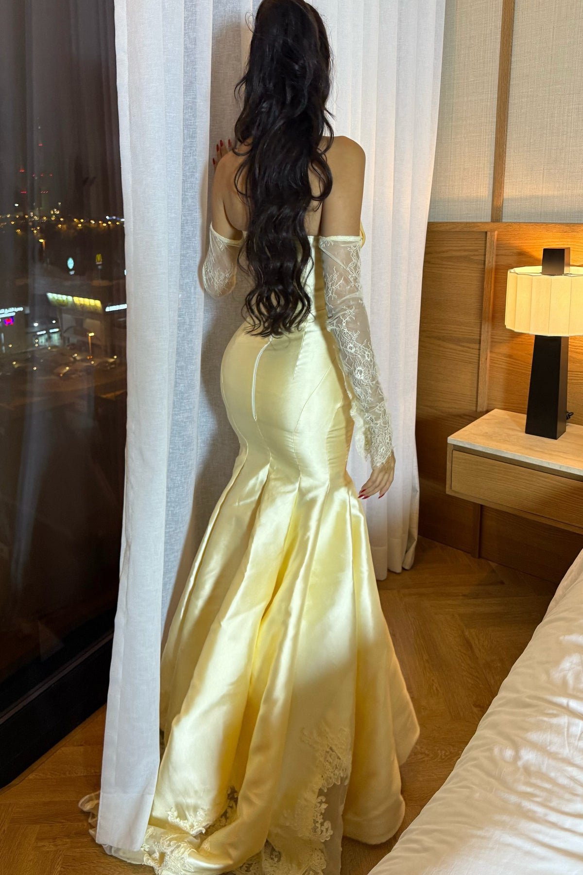 Mermaid Evening Gown with Lace Sleeves