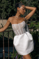 Strapless Crystal Corset Bubble Mini Dress