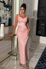 Sequin Corset Maxi Dress with Sweetheart Neck