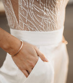 Beaded V-Neck Satin Jumpsuit with Pockets