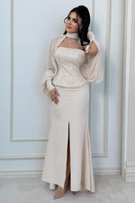 Sequined Corset Gown with Choker Bolero