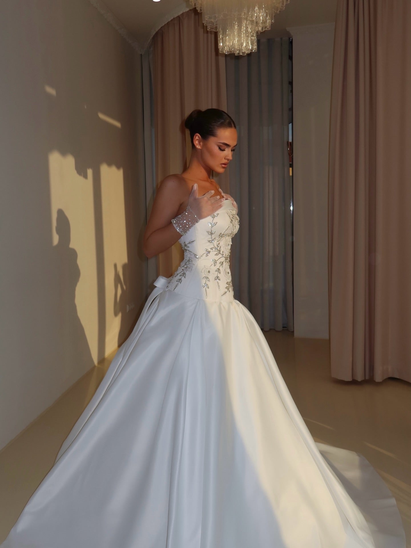 Strapless Beaded Ball Gown Wedding Dress