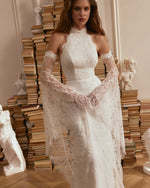 Halter Lace Open Back Wedding Dress