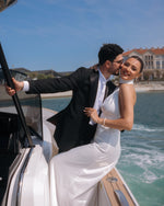 Plunging Halter Satin Wedding Dress