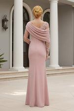 Draped One Shoulder Illusion Sleeve Mermaid Gown