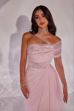 Tulle A-Line Evening Gown with Beaded Waist
