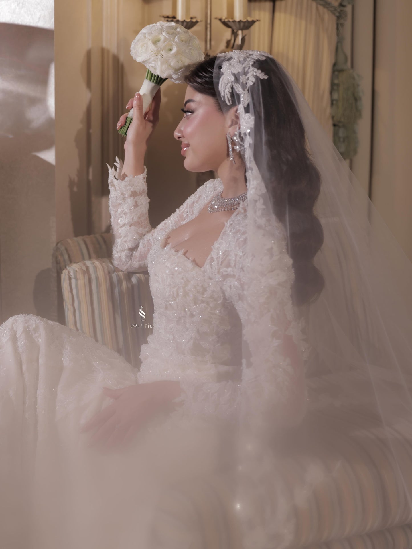 Lace Mermaid Wedding Dress with Long Sleeve Jacket