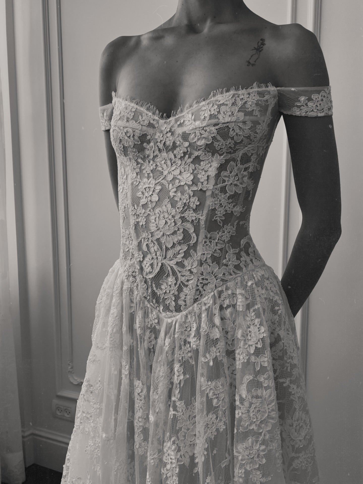 Off-the-Shoulder Lace A-Line Wedding Dress