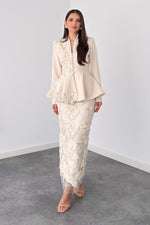 Embellished Peplum Jacket and Skirt Set