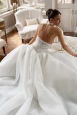 Strapless Ruched Ball Gown Wedding Dress with Slit