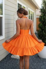 Halter Keyhole Corset Tiered Mini Dress