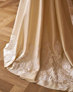 Off-the-Shoulder Satin Wedding Dress with Watteau Train