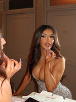 Sparkling Sequin Maxi Dress with Satin Bustier