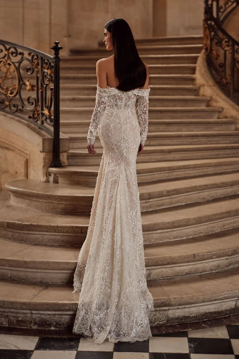 Off-the-Shoulder Lace Mermaid Wedding Dress