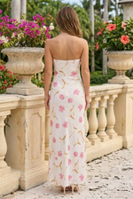 Floral Strapless Maxi Dress with Matching Scarf