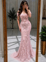 Off-the-Shoulder Corset 3D Floral Mermaid Gown