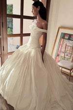 Off-the-Shoulder Ruched Taffeta Ball Gown