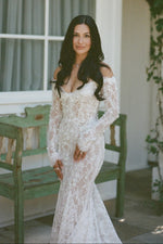 Off-the-Shoulder Long Sleeve Lace Mermaid Wedding Dress