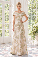 Off-the-Shoulder Jacquard Maxi Dress