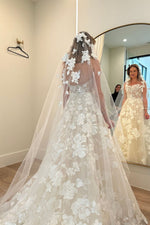 Corset Bodice Floral Lace A-Line Wedding Dress