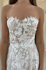 Strapless Lace A-Line Wedding Dress with Corset Bodice