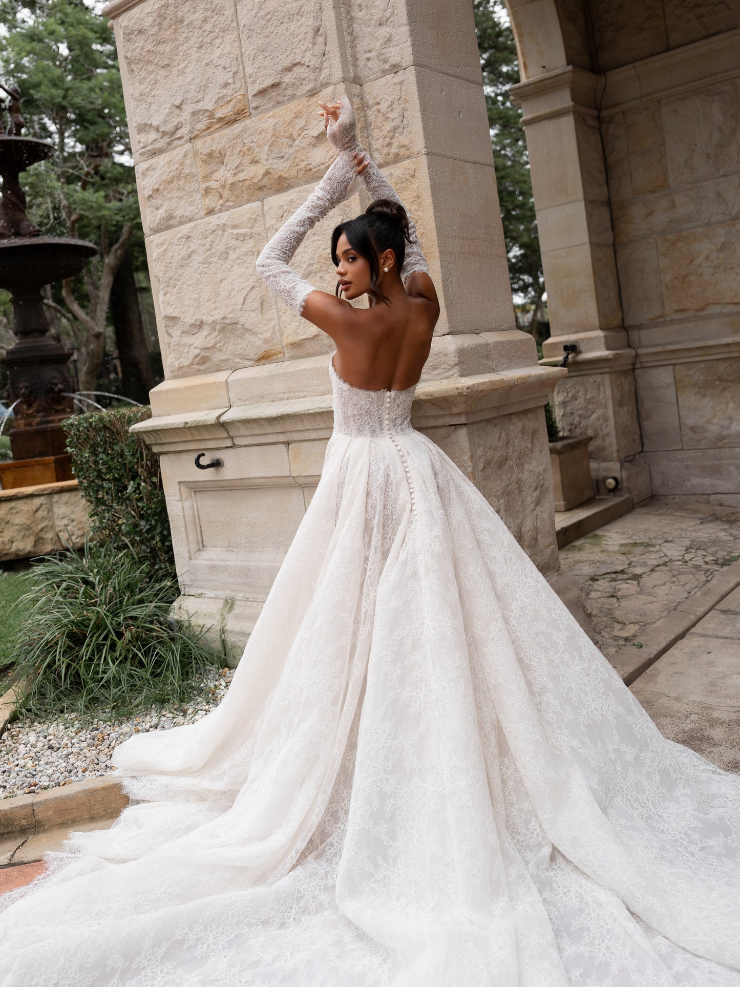 Strapless Lace Corset Ball Gown Wedding Dress