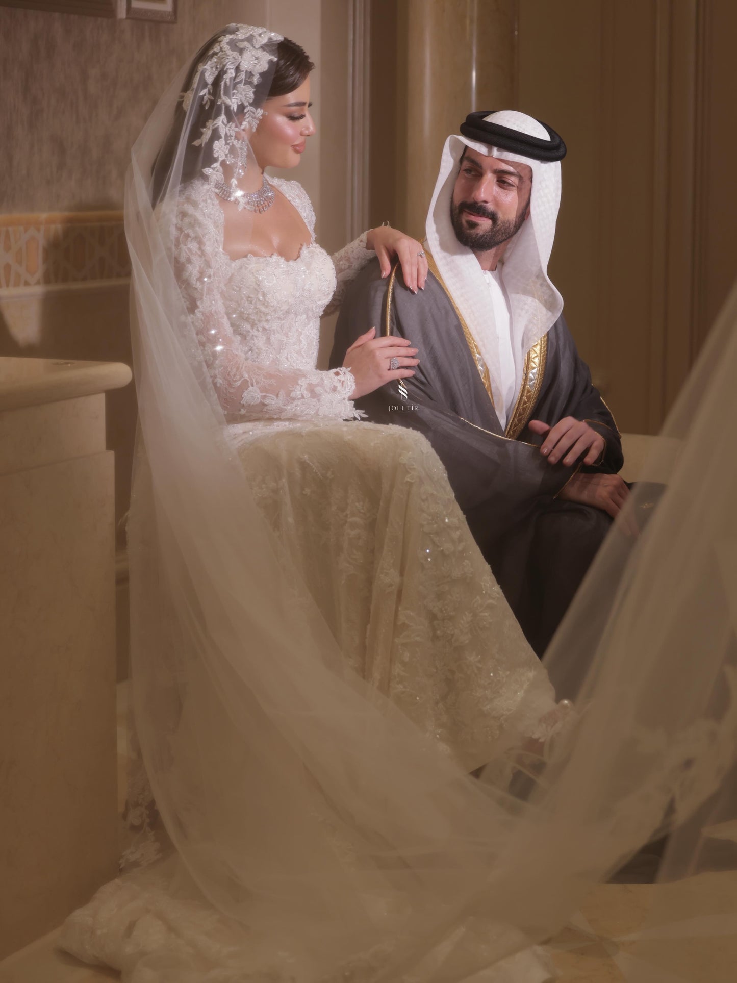 Lace Mermaid Wedding Dress with Long Sleeve Jacket