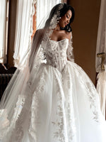 Strapless Corset Lace Ball Gown Wedding Dress