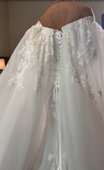 Lace Applique Off-the-Shoulder Cape Wedding Dress