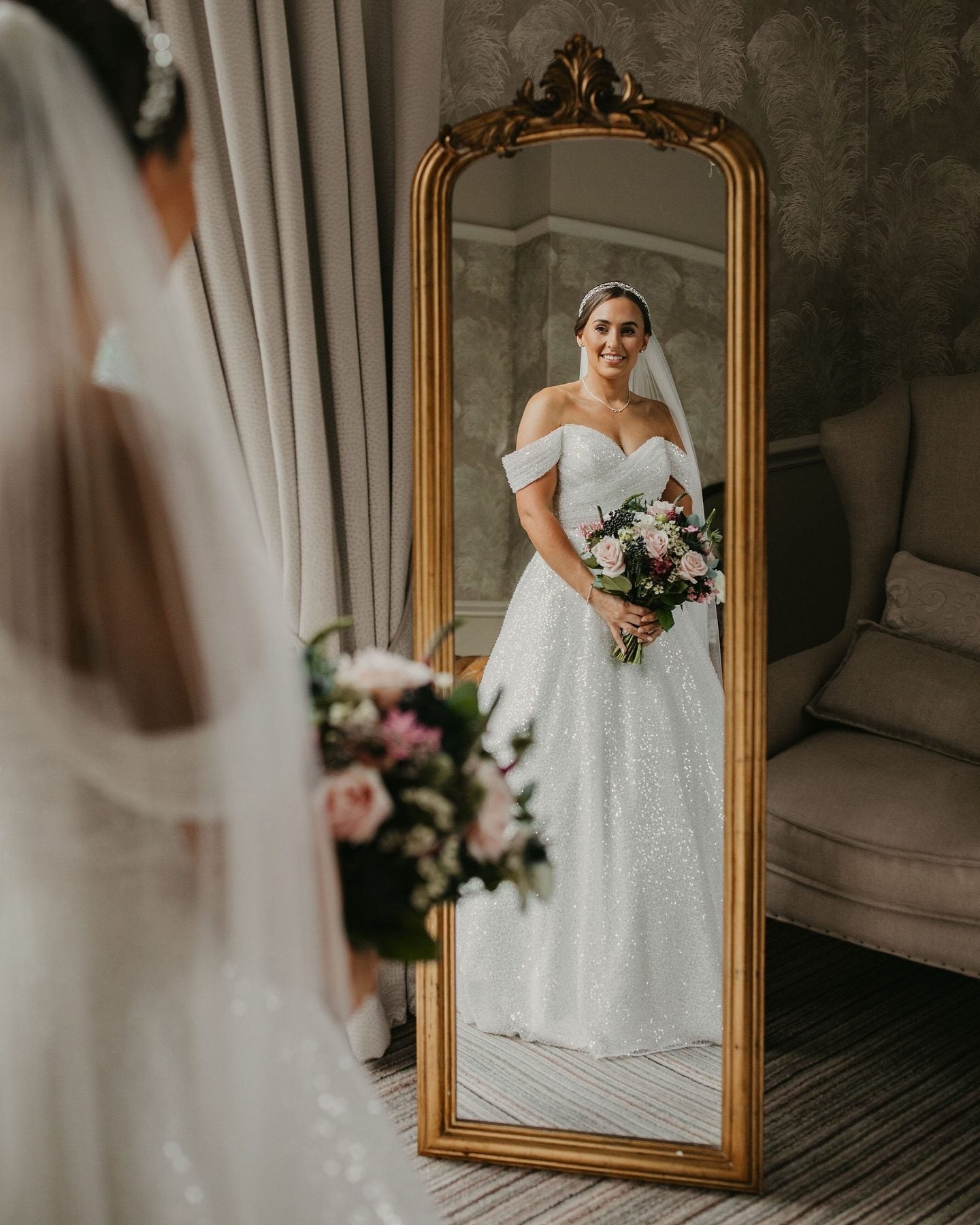 Glitter Sweetheart Off-The-Shoulder A-Line Wedding Dress