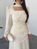Square Neck Long Sleeve Two-Piece Gown