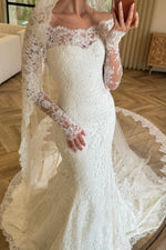 Illusion Long Sleeve Lace Mermaid Wedding Gown