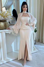 Sequined Corset Gown with Choker Bolero