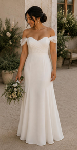 Off-the-Shoulder Sweetheart Fit and Flare Wedding Dress