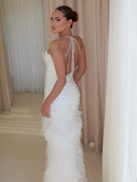Beaded Halter Mermaid Wedding Dress