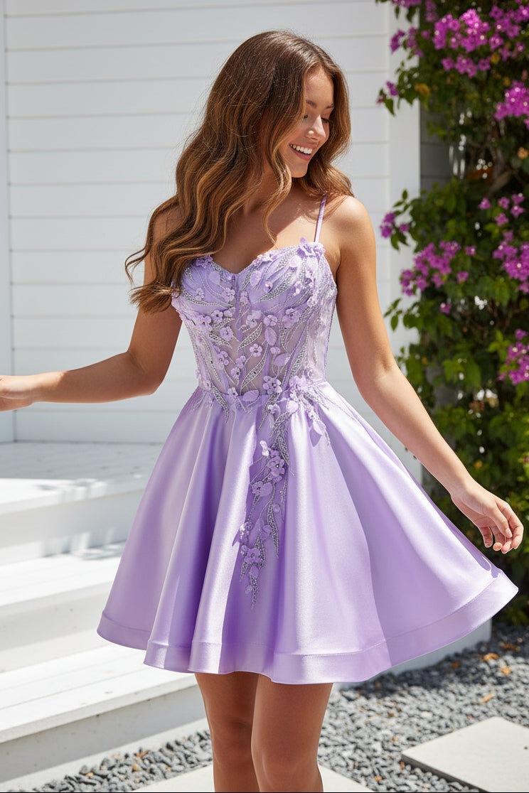 Sweetheart A-Line Corset Satin Short Prom Dress
