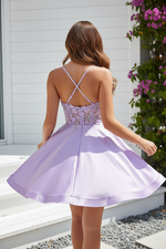 Sweetheart A-Line Corset Satin Short Prom Dress