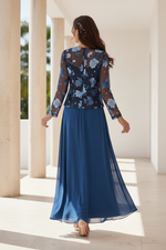 Embroidered Floral Jacket Dress with Waist Tie