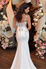 Floral Embroidered Corset Wedding Dress