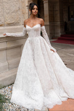 Strapless Lace Corset Ball Gown Wedding Dress
