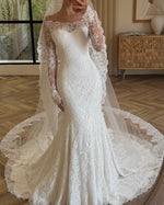 Illusion Long Sleeve Lace Mermaid Wedding Gown