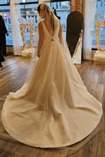 Plunging V-Neck Satin A-Line Wedding Dress