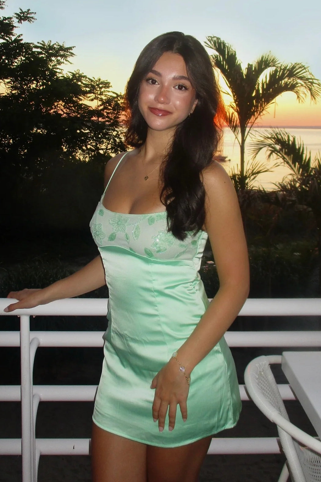 Satin Slip Mini Dress with Embroidered Lace Bust