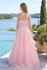 Strapless Lace Bodice Tulle Ball Gown