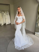 Off-the-Shoulder Corset Mermaid Wedding Dress with Slit